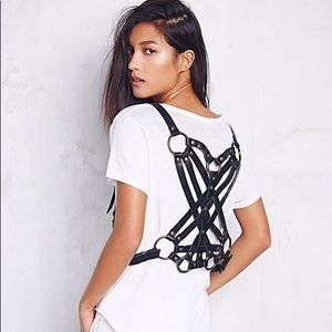 Free People Leather Harness Vest